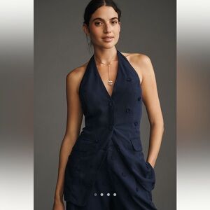 Anthropologie Maeve Linen Blend Halter Vest